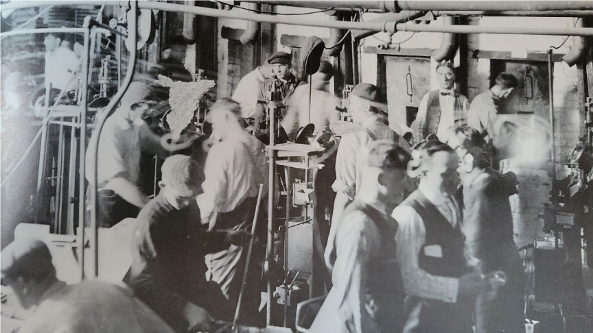 Billy Woods in the Sylvania Glass Factory Wellsboro PA